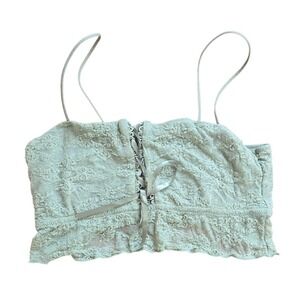 Colsie Bralette Coquette Feminine Dainty Green Lace-Up Spaghetti Strap Small